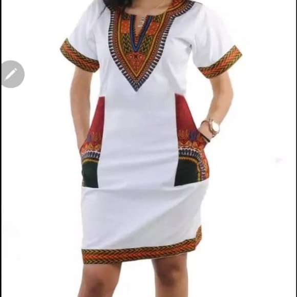 White Dashiki Dress - Picture 1 of 1